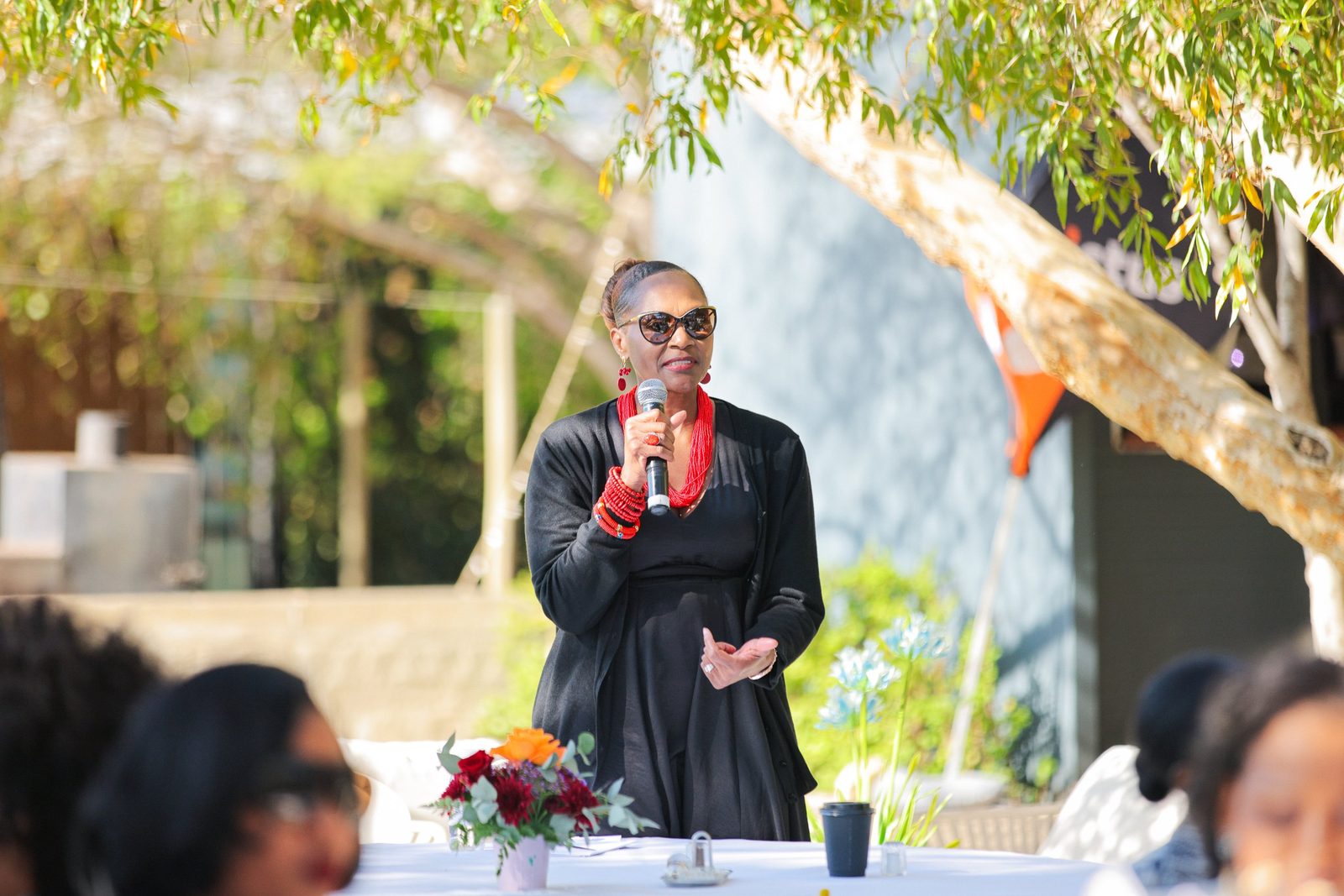 Elize Angula addressing guests at the Women&rsquo;s Gathering